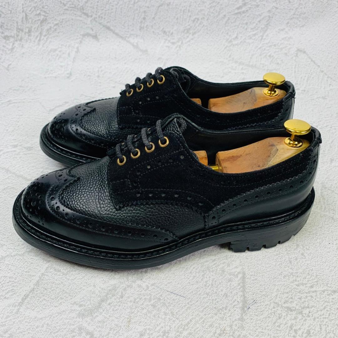 Tricker's トリッカーズ BOURTON バートン ウイング 外羽根 グレインレザー スエード コマンドソール 黒 ブラック BLACK UK6相当 / 24.5cm【W2861】