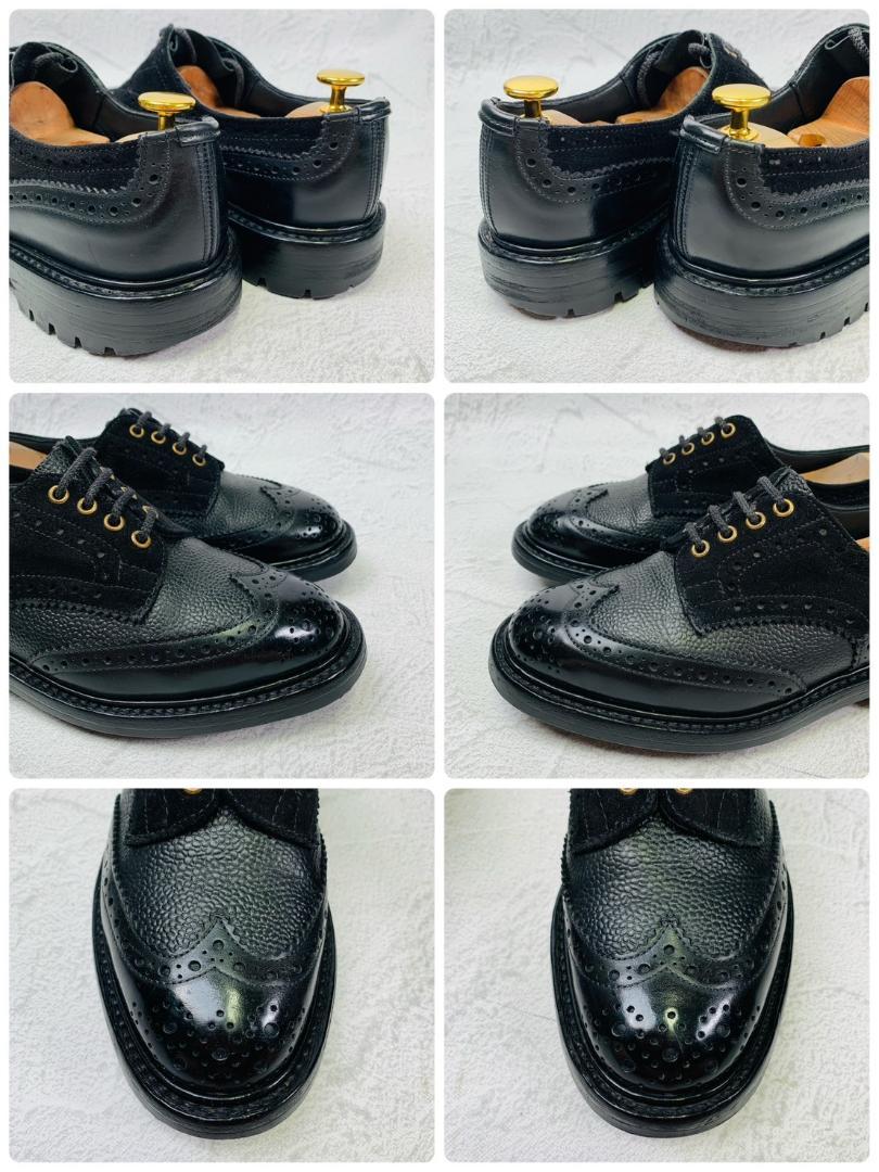 Tricker's トリッカーズ BOURTON バートン ウイング 外羽根 グレインレザー スエード コマンドソール 黒 ブラック BLACK UK6相当 / 24.5cm【W2861】