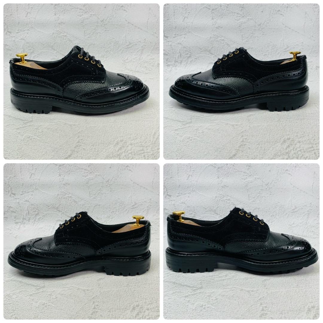 Tricker's トリッカーズ BOURTON バートン ウイング 外羽根 グレインレザー スエード コマンドソール 黒 ブラック BLACK UK6相当 / 24.5cm【W2861】