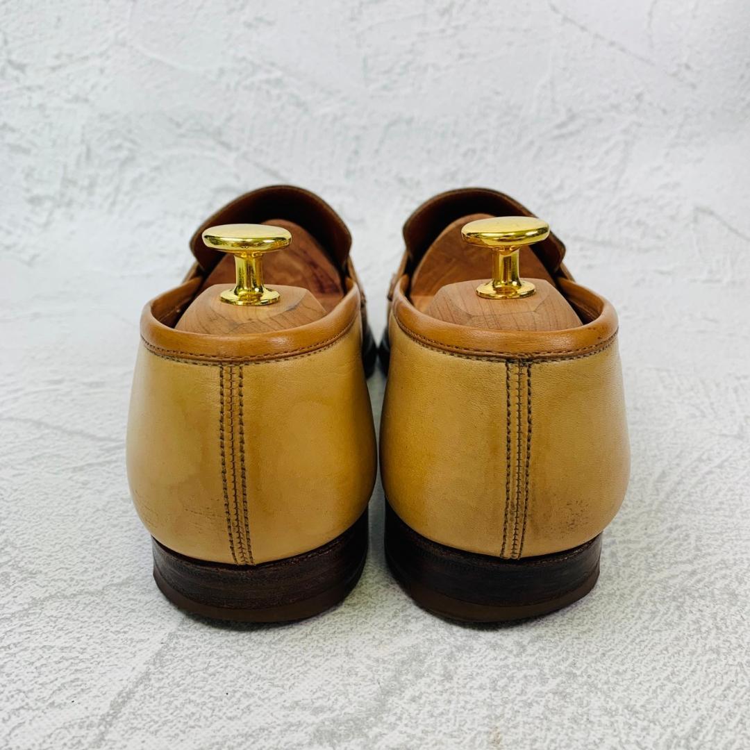 Crockett&Jones クロケットアンドジョーンズ ACTON アクトン バイカラー コインローファー 茶 ライトブラウン ベージュ UK7.5 / 26cm【W2760】