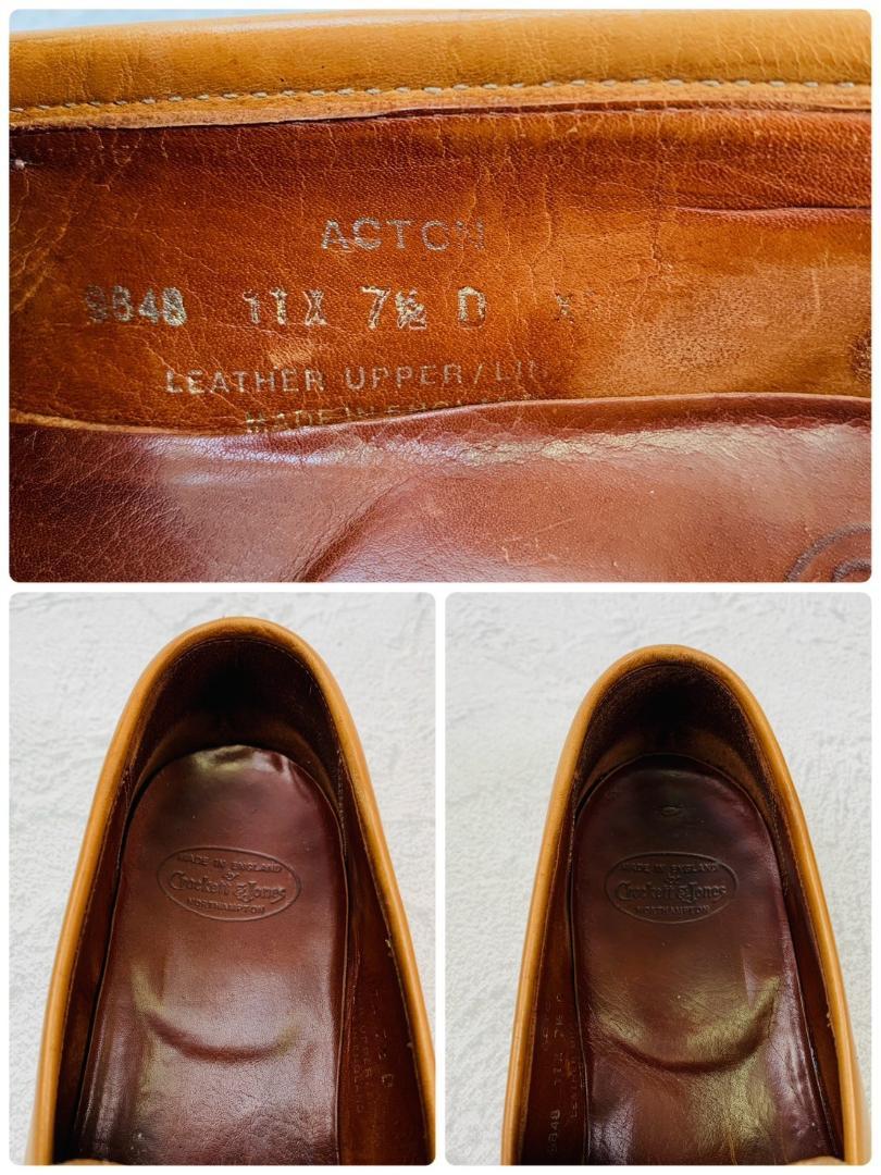 Crockett&Jones クロケットアンドジョーンズ ACTON アクトン バイカラー コインローファー 茶 ライトブラウン ベージュ UK7.5 / 26cm【W2760】