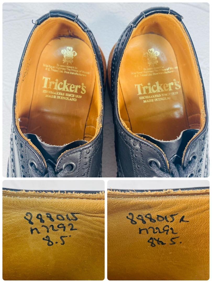【良品】トリッカーズ バートン ウィング メダリオン 革靴 紺 8 8.5