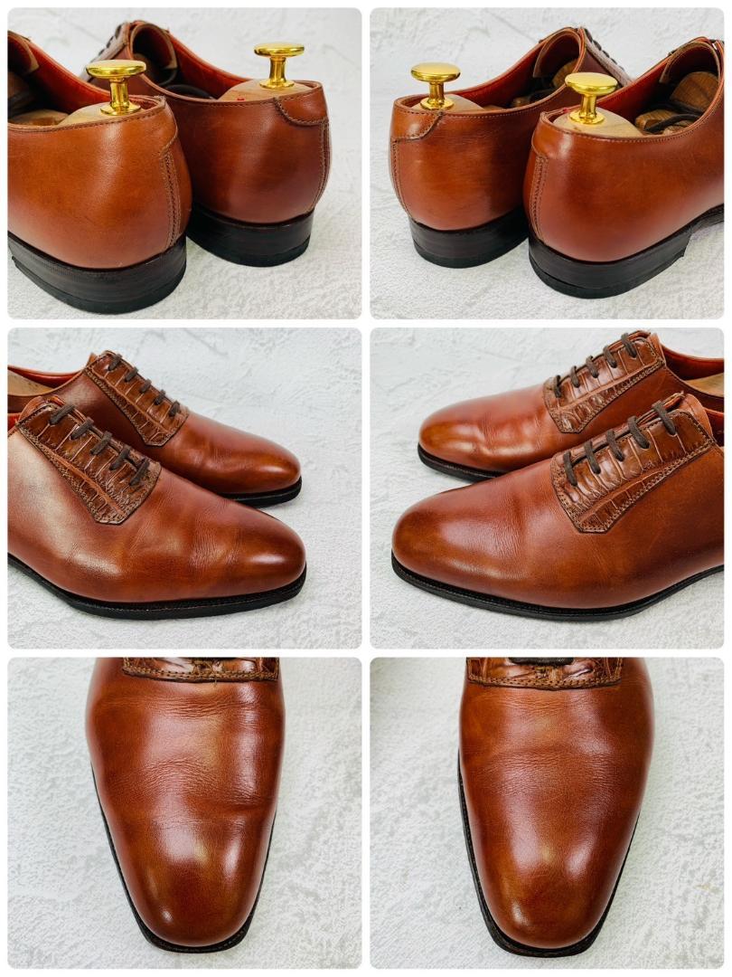 【リフト交換済み】Crockett&Jones クロケットアンドジョーンズ REGENT レジェンド プレーン 内羽根 リザード 切替 茶 ブラウン UK6 / 24.5cm【W2771】
