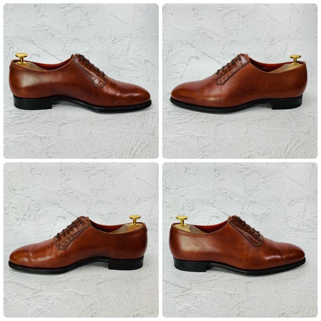 【リフト交換済み】Crockett&Jones クロケットアンドジョーンズ REGENT レジェンド プレーン 内羽根 リザード 切替 茶 ブラウン UK6 / 24.5cm【W2771】