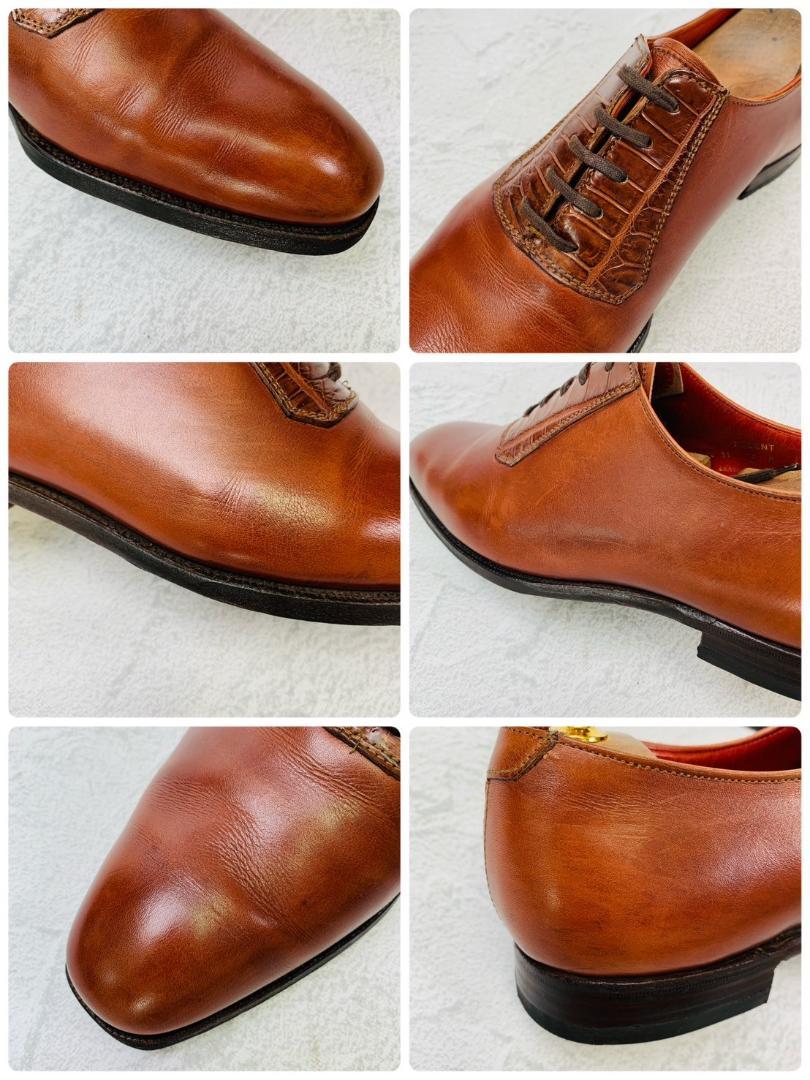 【リフト交換済み】Crockett&Jones クロケットアンドジョーンズ REGENT レジェンド プレーン 内羽根 リザード 切替 茶 ブラウン UK6 / 24.5cm【W2771】