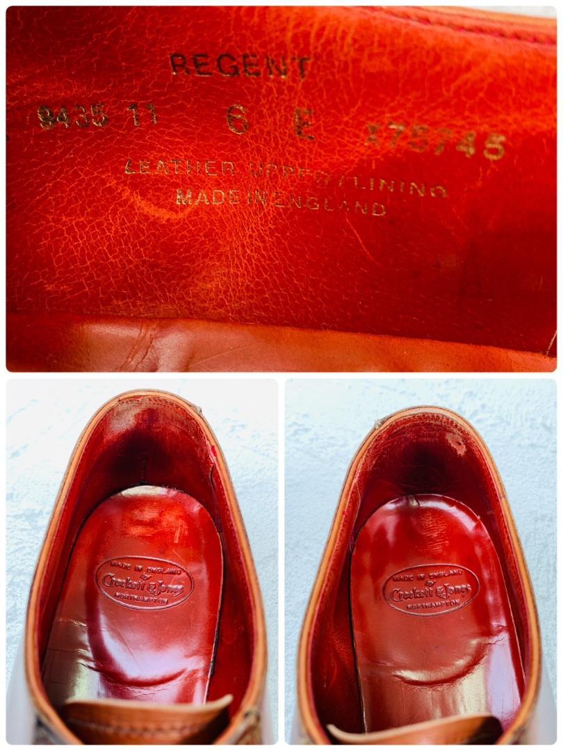 【リフト交換済み】Crockett&Jones クロケットアンドジョーンズ REGENT レジェンド プレーン 内羽根 リザード 切替 茶 ブラウン UK6 / 24.5cm【W2771】