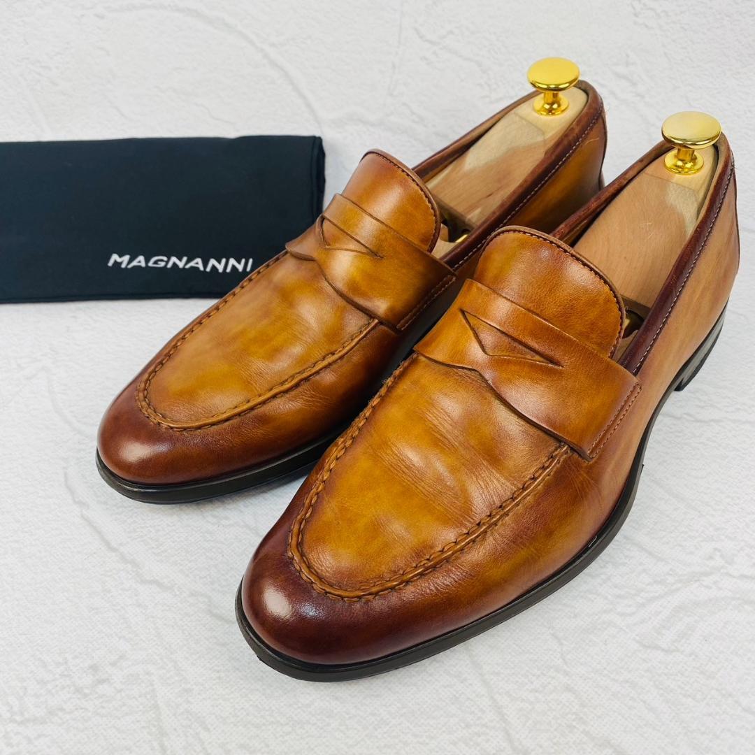 【希少】マグナーニ パティーヌ コインローファー ハーフサドル 茶 38