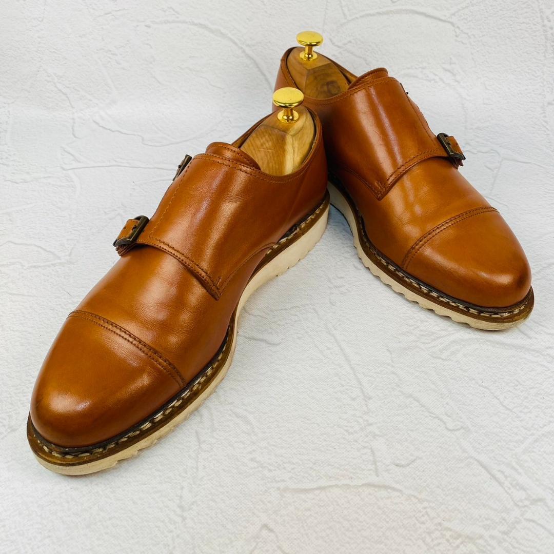 PARABOOT パラブーツ WILLIAM ウィリアム ダブルモンク ストラップ ストレート 茶 ライトブラウン UK8 / 26.5cm【W2906】
