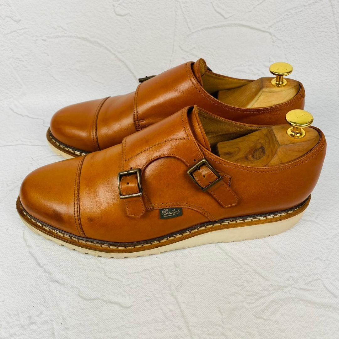 PARABOOT パラブーツ WILLIAM ウィリアム ダブルモンク ストラップ ストレート 茶 ライトブラウン UK8 / 26.5cm【W2906】