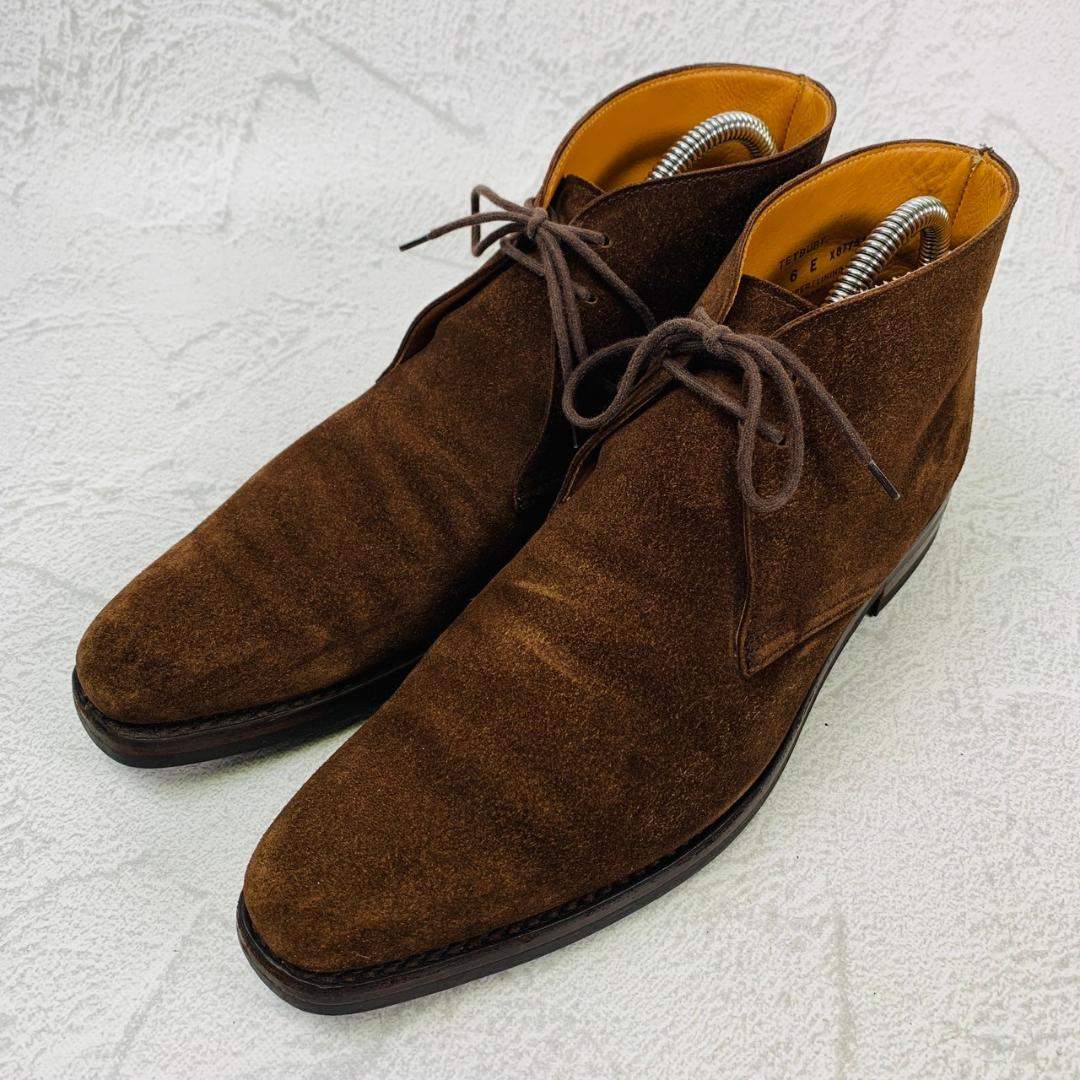 【良品】Crockett&Jones クロケットアンドジョーンズ TETBURY テッドベリー チャッカブーツ スエード ダイナイトソール 茶 ブラウン UK6 / 24.5cm【W2753】