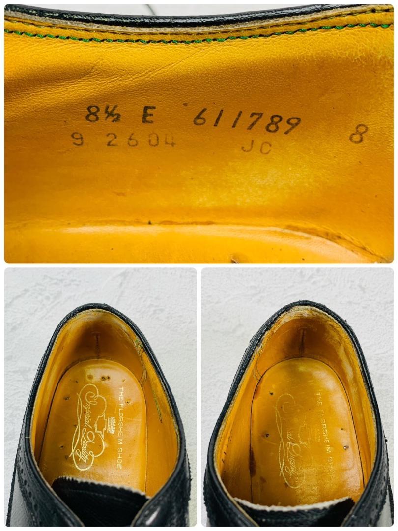 FLORSHEIM フローシャイム Kenmoor ケンムーア ウイング 外羽根 黒 ブラック BLACK US8.5 / 26.5cm【W2807】