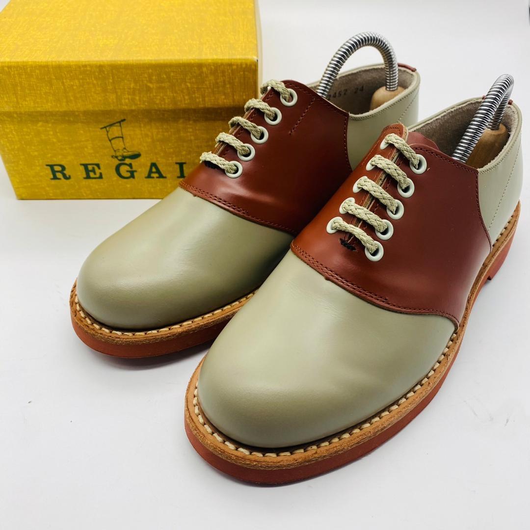 【美品・希少】リーガル サドルシューズ バイカラー グレー 赤 24 革靴