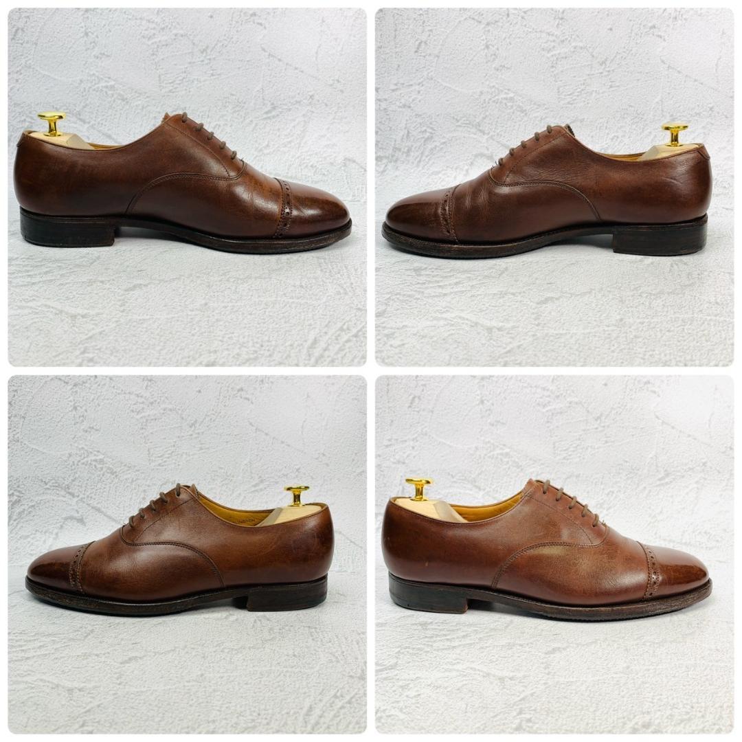 【希少】クロケットアンドジョーンズ パンチドキャップ 内羽根 茶 7.5【W2814】