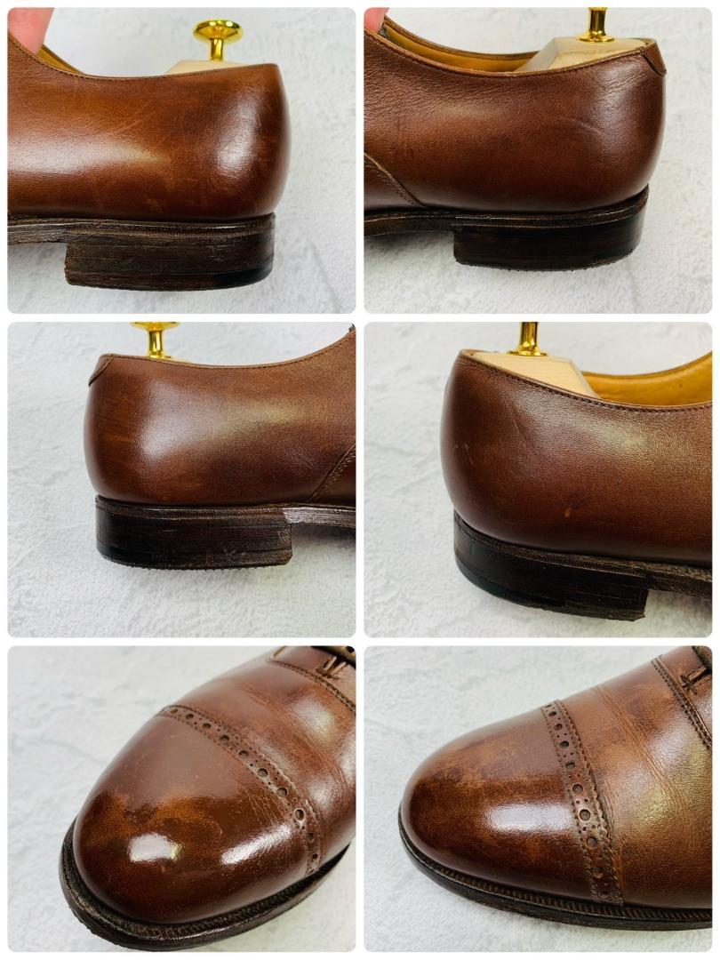 【希少】クロケットアンドジョーンズ パンチドキャップ 内羽根 茶 7.5【W2814】