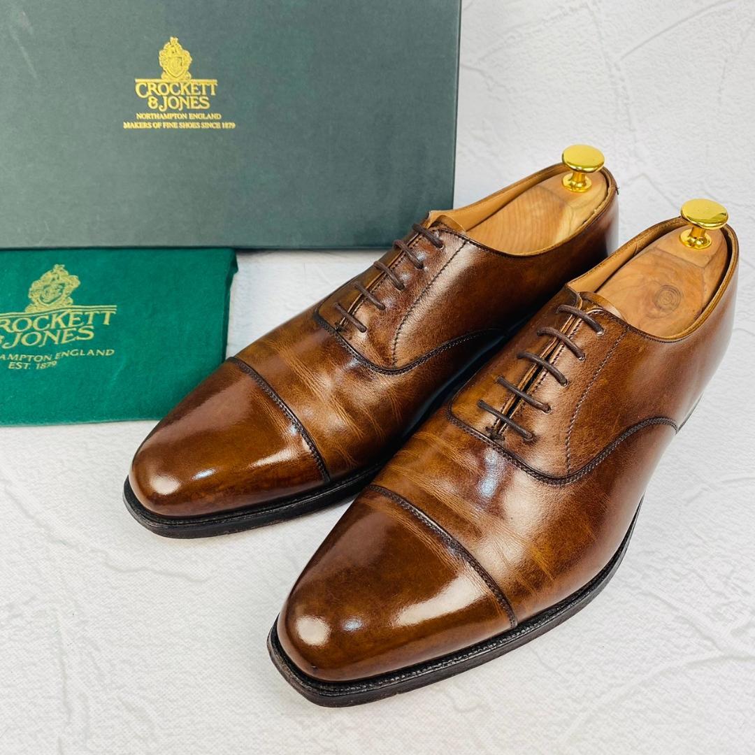 【良品】クロケットアンドジョーンズ HALLAM ストレート 茶 7.5 高級