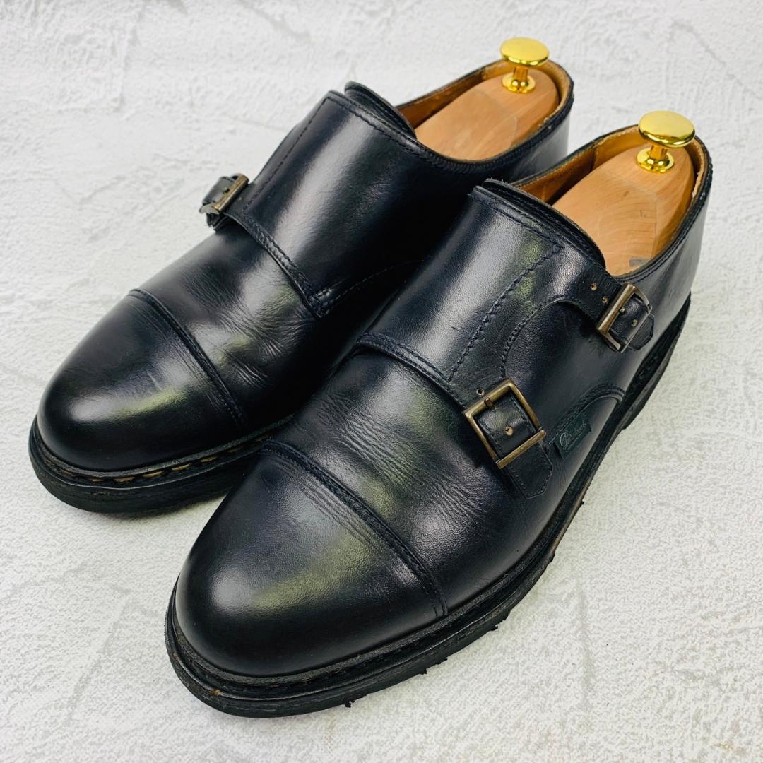 【良品】PARABOOT パラブーツ WILLIAM ウィリアム ダブルモンクストラップ ストレート 濃紺 ネイビー UK7.5 / 26cm【W2856】