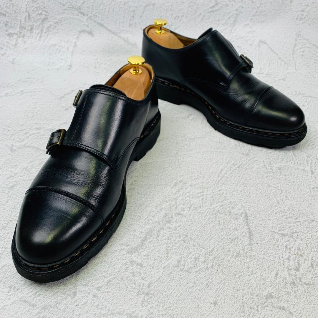 【良品】PARABOOT パラブーツ WILLIAM ウィリアム ダブルモンクストラップ ストレート 濃紺 ネイビー UK7.5 / 26cm【W2856】