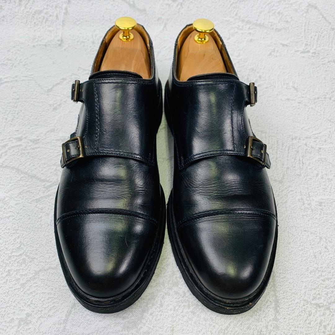 【良品】PARABOOT パラブーツ WILLIAM ウィリアム ダブルモンクストラップ ストレート 濃紺 ネイビー UK7.5 / 26cm【W2856】