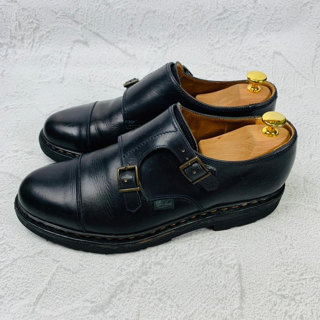 【良品】PARABOOT パラブーツ WILLIAM ウィリアム ダブルモンクストラップ ストレート 濃紺 ネイビー UK7.5 / 26cm【W2856】