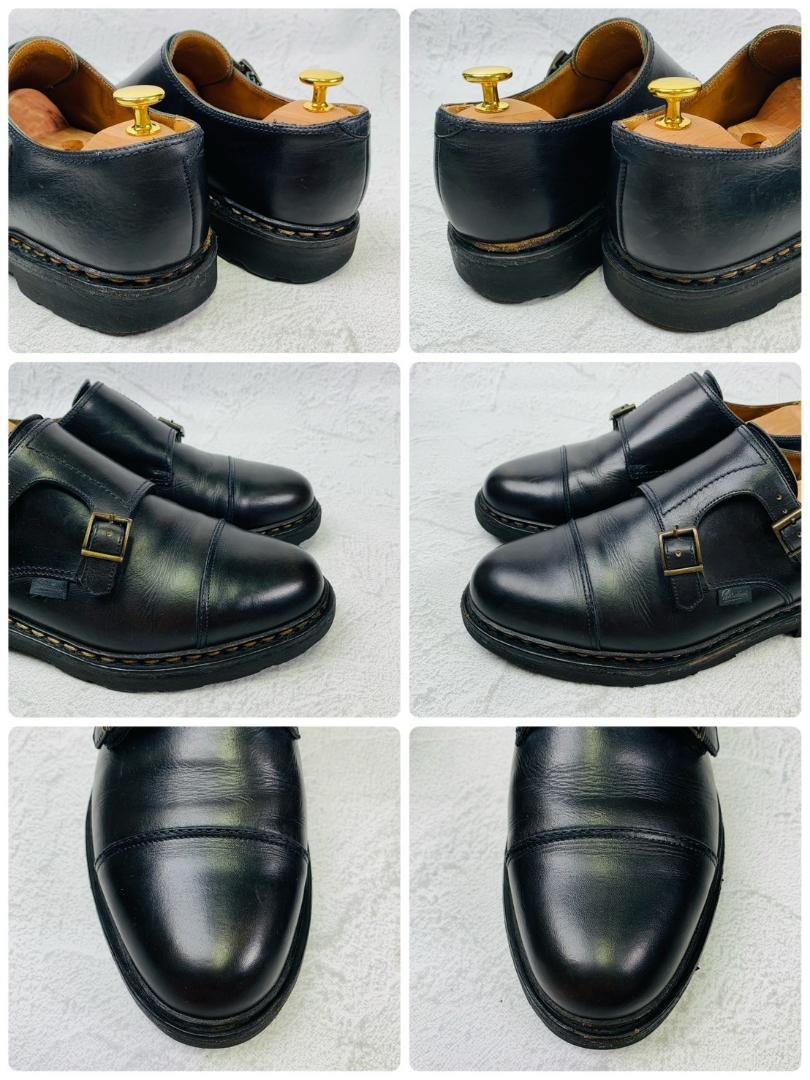 【良品】PARABOOT パラブーツ WILLIAM ウィリアム ダブルモンクストラップ ストレート 濃紺 ネイビー UK7.5 / 26cm【W2856】