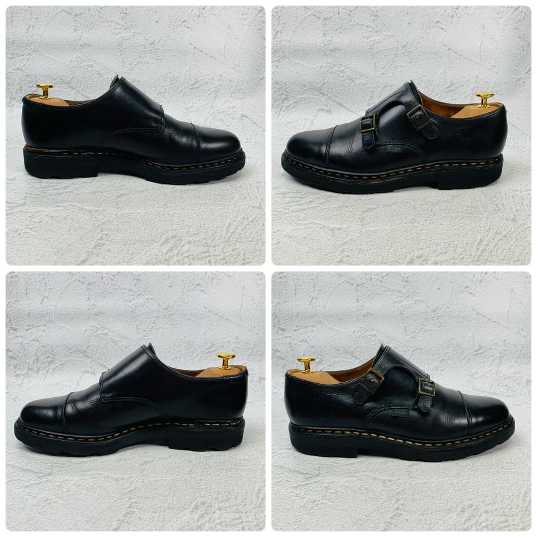 【良品】PARABOOT パラブーツ WILLIAM ウィリアム ダブルモンクストラップ ストレート 濃紺 ネイビー UK7.5 / 26cm【W2856】