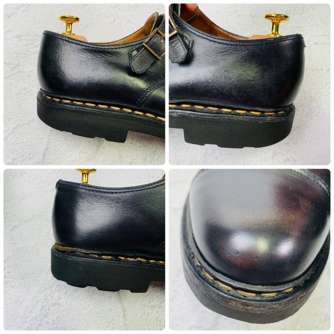 【良品】PARABOOT パラブーツ WILLIAM ウィリアム ダブルモンクストラップ ストレート 濃紺 ネイビー UK7.5 / 26cm【W2856】