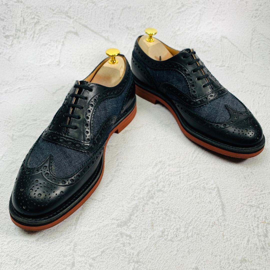 【美品】チャーチ DOWNTOWN ウイング バイカラー 黒 インディゴ 70