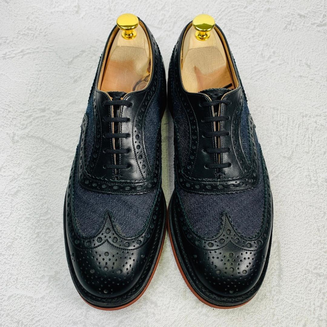 【美品】チャーチ DOWNTOWN ウイング バイカラー 黒 インディゴ 70