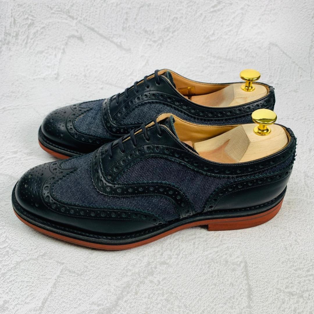 【美品】チャーチ DOWNTOWN ウイング バイカラー 黒 インディゴ 70