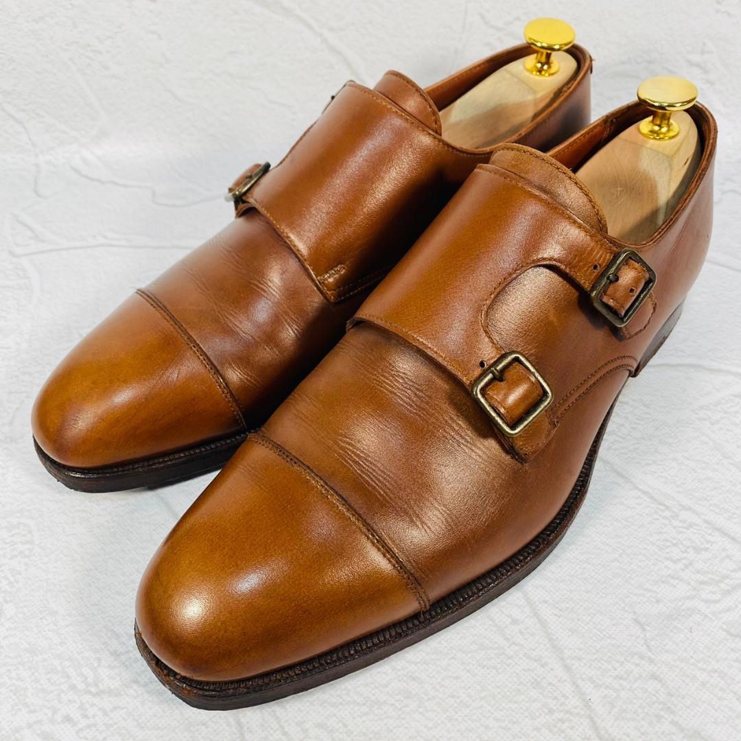 Crockett&Jones クロケットアンドジョーンズ CADOGAN カドガン ダブルモンクストラップ ストレート 茶 ブラウン UK6.5 / 25cm【W2456】