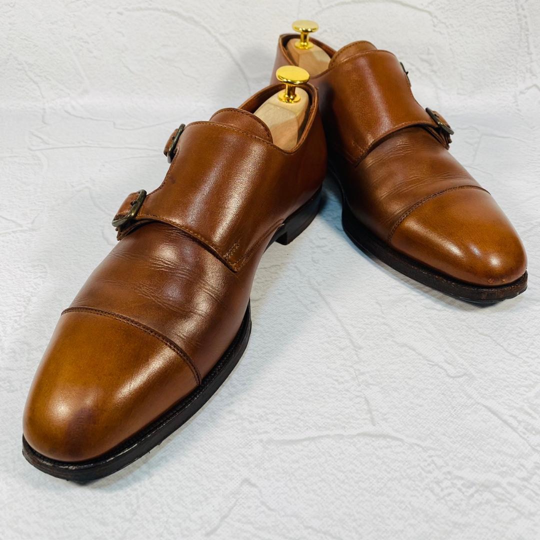 Crockett&Jones クロケットアンドジョーンズ CADOGAN カドガン ダブルモンクストラップ ストレート 茶 ブラウン UK6.5 / 25cm【W2456】