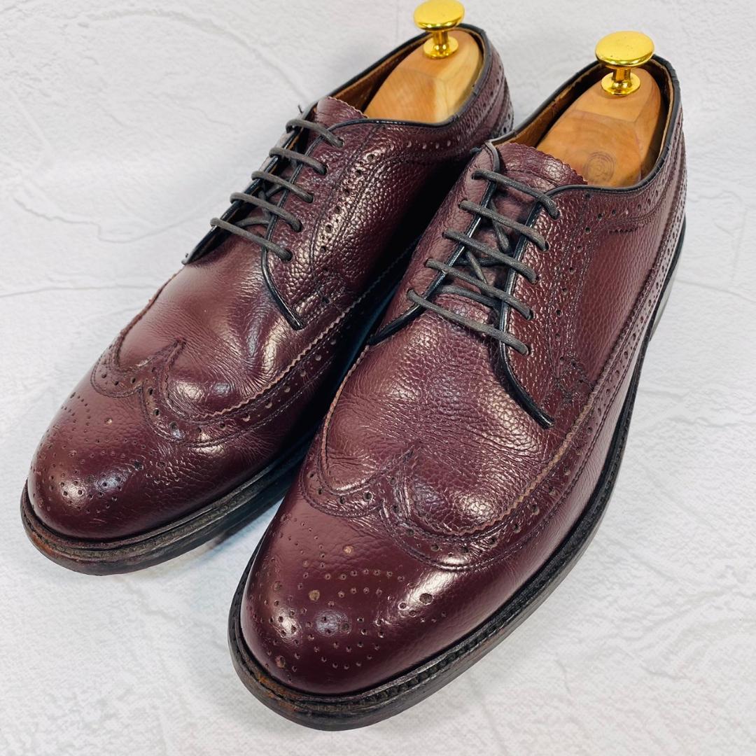 【良品】リーガル ウイング 外羽根 メダリオン シボ加工 赤茶 25.5 革靴
