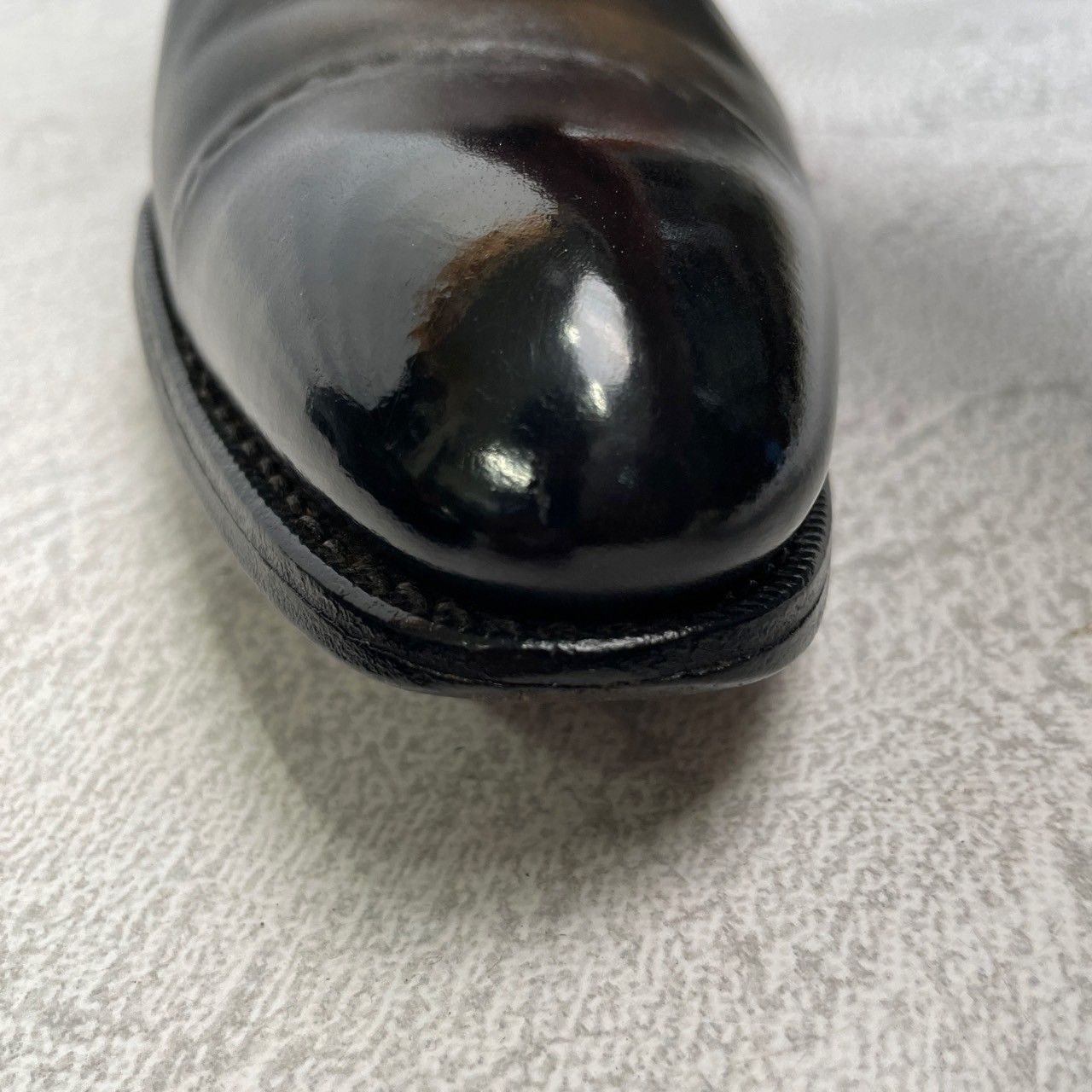 【良品】HARRIS ハリス プレーントゥ 内羽根 パティーヌ グレー 黒 ブラック EUR42 / 26.5cm【W3358】
