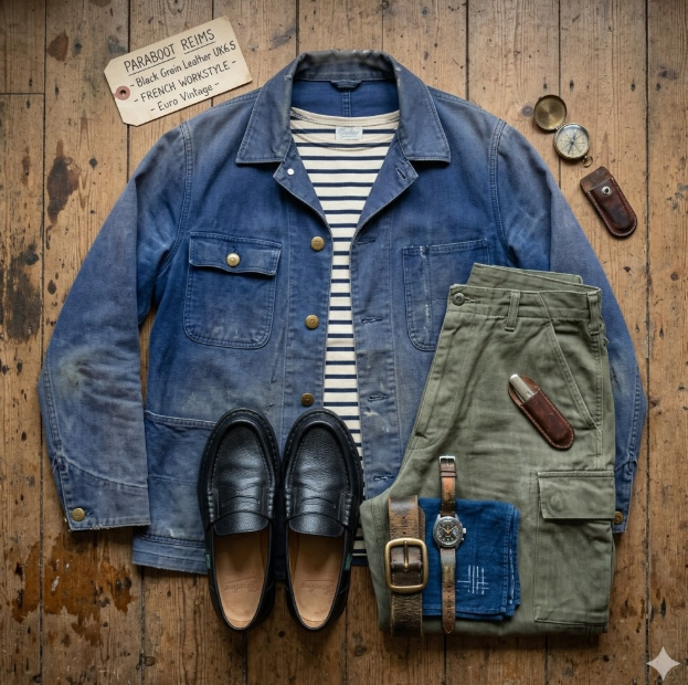 【美品】PARABOOT パラブーツ REIMS ランス コインローファー ビーフサドル マルシェ2ソール 黒 ブラック UK6.5 / 25.0cm【Ｗ3501】