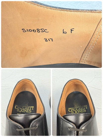 Crockett&Jones クロケットアンドジョーンズ｜Vチップ｜外羽根 ブラック UK6F / 24.5cm 317ラスト ヒドゥンチャネル 英国製 美品 W3210