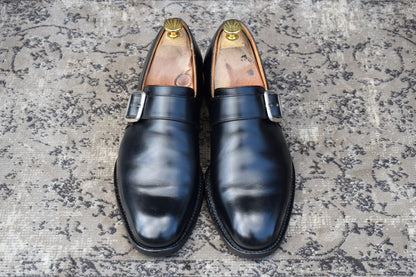 【良品】Church’s チャーチ WESTBURY ウエストバリー シングルモンク プレーン ストラップ シルバー金具 黒 ブラック UK6.5 / 25.0cm【W3343】