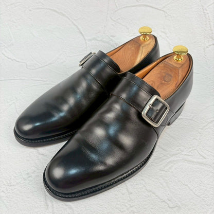 【良品】Church’s チャーチ WESTBURY ウエストバリー シングルモンク プレーン ストラップ シルバー金具 黒 ブラック UK6.5 / 25.0cm【W3343】