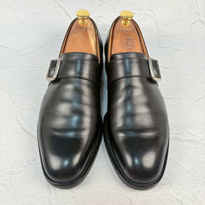 【良品】Church’s チャーチ WESTBURY ウエストバリー シングルモンク プレーン ストラップ シルバー金具 黒 ブラック UK6.5 / 25.0cm【W3343】