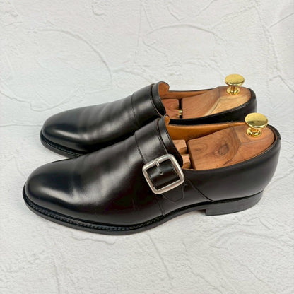 【良品】Church’s チャーチ WESTBURY ウエストバリー シングルモンク プレーン ストラップ シルバー金具 黒 ブラック UK6.5 / 25.0cm【W3343】