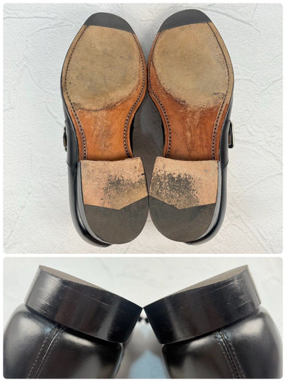 【良品】Church’s チャーチ WESTBURY ウエストバリー シングルモンク プレーン ストラップ シルバー金具 黒 ブラック UK6.5 / 25.0cm【W3343】
