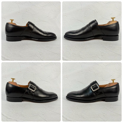【良品】Church’s チャーチ WESTBURY ウエストバリー シングルモンク プレーン ストラップ シルバー金具 黒 ブラック UK6.5 / 25.0cm【W3343】