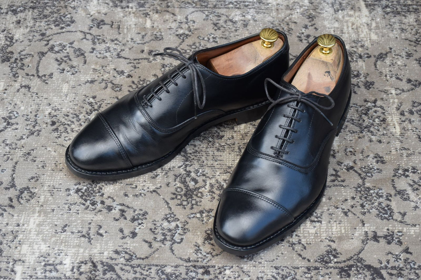 【オールソール済み】Allen Edmonds アレンエドモンズ Park Avenue パークアベニュー ストレート 内羽根 黒 ブラック US8.5E / 26.5cm【W3346】