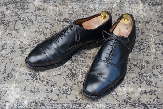 【オールソール済み】Allen Edmonds アレンエドモンズ Park Avenue パークアベニュー ストレート 内羽根 黒 ブラック US8.5E / 26.5cm【W3346】