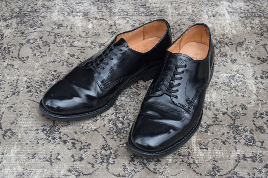 【良品】SANDERS サンダース 1384 OFFICER SERVICE SHOES ミリタリー サービスシューズ オフィサーシューズ 黒 ブラック UK7 / 26~26.5cm【W3359】