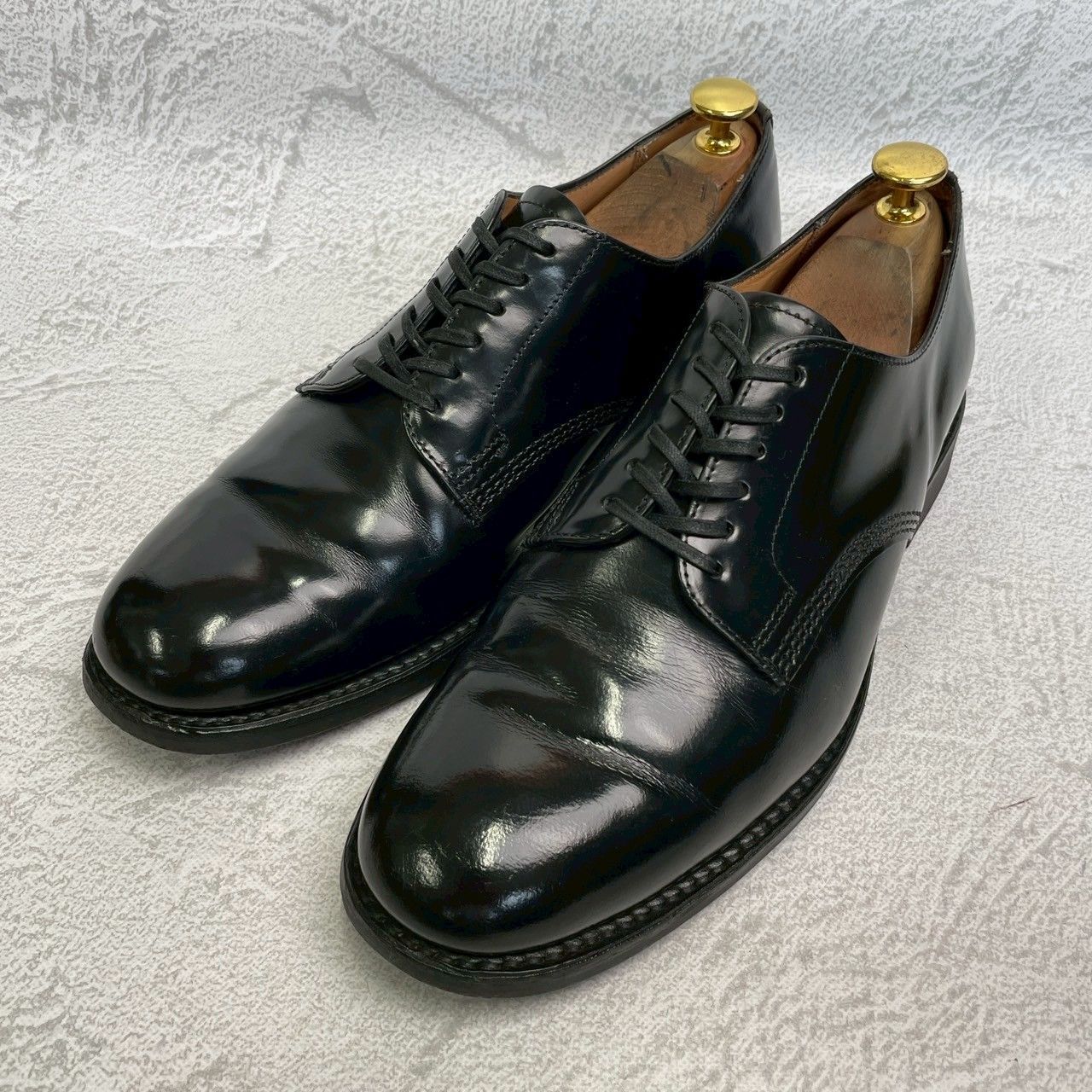 【良品】SANDERS サンダース 1384 OFFICER SERVICE SHOES ミリタリー サービスシューズ オフィサーシューズ 黒 ブラック UK7 / 26~26.5cm【W3359】