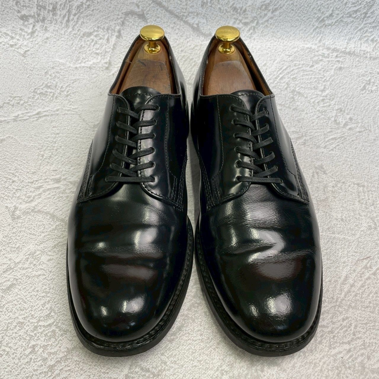 【良品】SANDERS サンダース 1384 OFFICER SERVICE SHOES ミリタリー サービスシューズ オフィサーシューズ 黒 ブラック UK7 / 26~26.5cm【W3359】