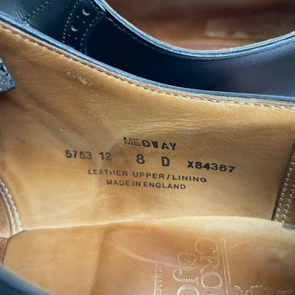 【良品 リフト交換済み】CROCKETT&JONES クロケットアンドジョーンズ MEDWAY メドウェイ プレーン 内羽根 サドル ブローグ UK8 / 26.5cm【W3357】