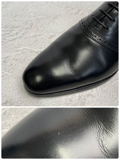 【良品 リフト交換済み】CROCKETT&JONES クロケットアンドジョーンズ MEDWAY メドウェイ プレーン 内羽根 サドル ブローグ UK8 / 26.5cm【W3357】