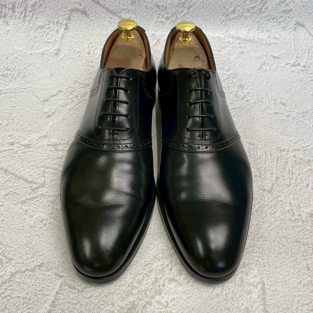【良品 リフト交換済み】CROCKETT&JONES クロケットアンドジョーンズ MEDWAY メドウェイ プレーン 内羽根 サドル ブローグ UK8 / 26.5cm【W3357】