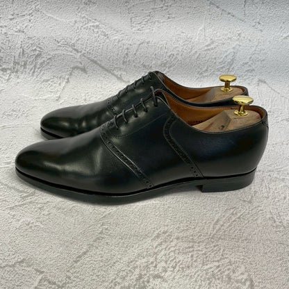 【良品 リフト交換済み】CROCKETT&JONES クロケットアンドジョーンズ MEDWAY メドウェイ プレーン 内羽根 サドル ブローグ UK8 / 26.5cm【W3357】